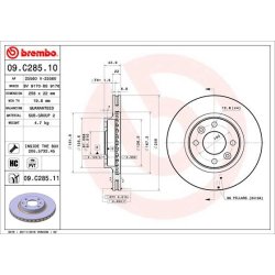 Brake Disc BREMBO 09.C285.11 OE Ref 402062650R