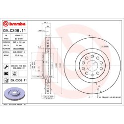 Brake Disc BREMBO 09.C306.11 OE Ref 5Q0615301G