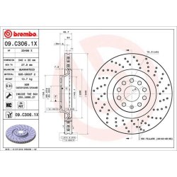 Brake Disc BREMBO 09.C306.1X OE Ref 5Q0615301G