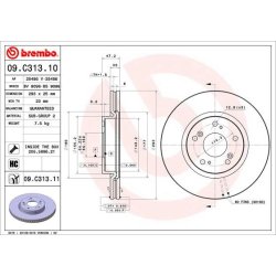 Brake Disc BREMBO 09.C313.11 OE Ref 45251T2MT01