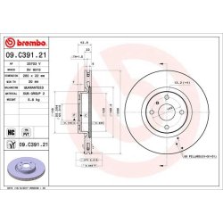 Brake Disc BREMBO 09.C391.21 OE Ref NA5F33251