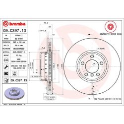 Brake Disc BREMBO 09.C397.13 OE Ref 34116792223