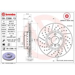 Brake Disc BREMBO 09.C398.13 OE Ref 34116797602