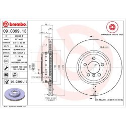 Brake Disc BREMBO 09.C399.13 OE Ref 34106797606