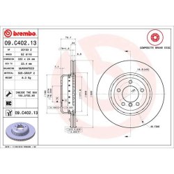 Brake Disc BREMBO 09.C402.13 OE Ref 34116794427