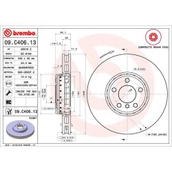 Brake Disc BREMBO 09.C406.13 OE Ref 34116898730