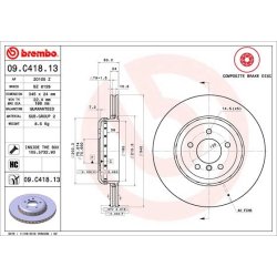 Brake Disc BREMBO 09.C418.13 OE Ref 34216763827