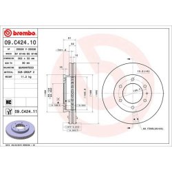 Brake Disc BREMBO 09.C424.11 OE Ref 1763037