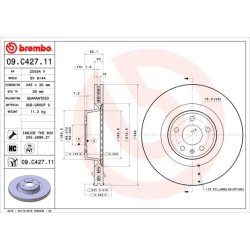 Brake Disc BREMBO 09.C427.11 OE Ref 4G0615301B
