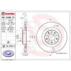 Brake Disc BREMBO 09.C498.21 OE Ref 50546509