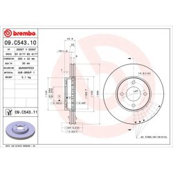 Brake Disc BREMBO 09.C543.11 OE Ref 402061HA0B