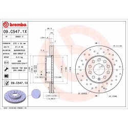 Brake Disc BREMBO 09.C547.1X OE Ref 5Q0615301E