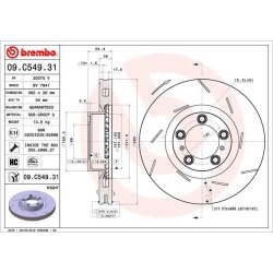 Brake Disc BREMBO 09.C549.31 OE Ref 97035140400