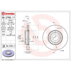 Brake Disc BREMBO 09.C760.11 OE Ref H1BC1125A1A
