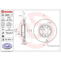 Brake Disc BREMBO 09.C825.11 OE Ref 1667851280