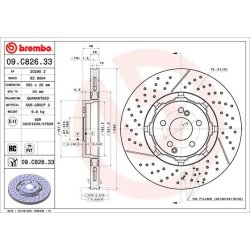 Brake Disc BREMBO 09.C826.33 OE Ref A2134230000