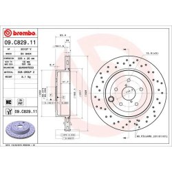 Disque de frein BREMBO 09.C829.11 pour SUBARU WRX OE 26700VA010