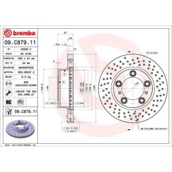 Brake Disc BREMBO 09.C879.11 OE Ref 98735140201