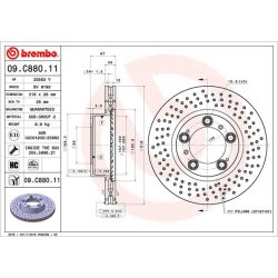 Brake Disc BREMBO 09.C880.11 OE Ref 99635140501