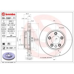 Brake Disc BREMBO 09.C881.11 OE Ref 95535140140