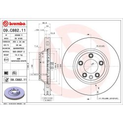 Brake Disc BREMBO 09.C882.11 OE Ref 7L6615302K