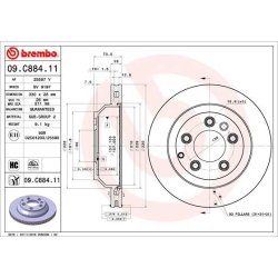 Brake Disc BREMBO 09.C884.11 OE Ref 7L6615601J
