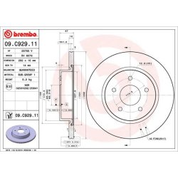 Disque de frein BREMBO 09.C929.11 pour NISSAN, RENAULT, RENAULT,
