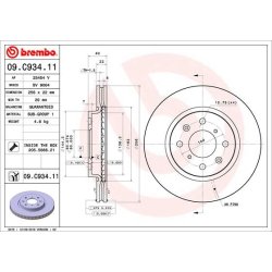 Brake Disc BREMBO 09.C934.11 OE Ref 5531168L00