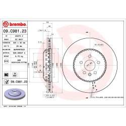 Brake Disc BREMBO 09.C981.23 OE Ref LR161907