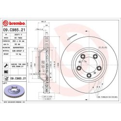 Brake Disc BREMBO 09.C985.21 OE Ref 9Y0615301