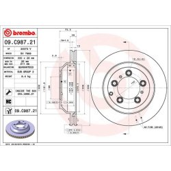 Brake Disc BREMBO 09.C987.21 OE Ref 9Y0615601A