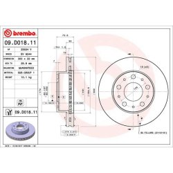 Brake Disc BREMBO 09.D018.11 OE Ref 1612435480