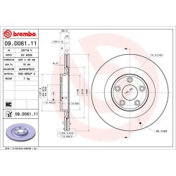 Brake Disc BREMBO 09.D061.11 OE Ref C2D61073