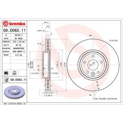Brake Disc BREMBO 09.D062.11 OE Ref T4N1799