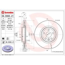 Brake Disc BREMBO 09.D063.21 OE Ref T4A34339
