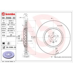 Brake Disc BREMBO 09.D069.33 OE Ref LR116911