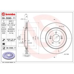 Brake Disc BREMBO 09.D085.11 OE Ref 58411S0500