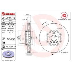 Brake Disc BREMBO 09.D094.13 OE Ref 34116860911