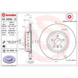 Brake Disc BREMBO 09.D096.13 OE Ref 34208831484
