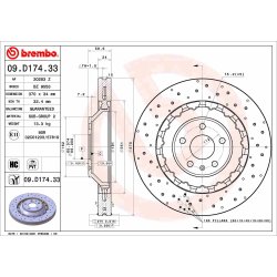 Brake Disc BREMBO 09.D174.33 OE Ref 8V0615301S