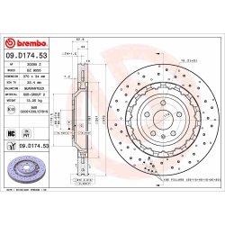 Brake Disc BREMBO 09.D174.53 OE Ref 8V0615301H