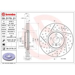 Brake Disc BREMBO 09.D179.21 OE Ref 34106864133