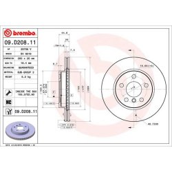 Brake Disc BREMBO 09.D208.11 OE Ref 34116866293