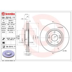 Brake Disc BREMBO 09.D210.11 OE Ref 51712A6600