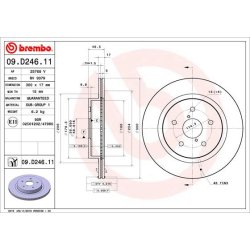 Brake Disc BREMBO 09.D246.11 OE Ref 26700AL010