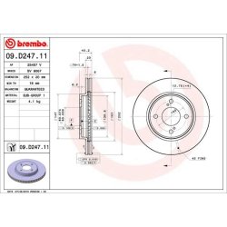 Brake Disc BREMBO 09.D247.11 OE Ref 55311M69P10