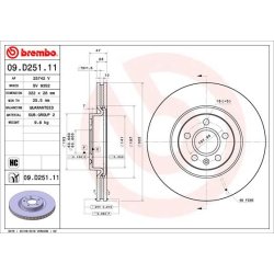 Brake Disc BREMBO 09.D251.11 OE Ref 31471413