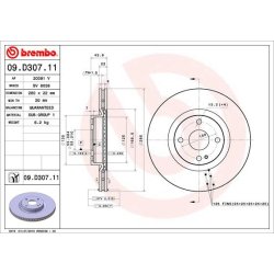 Brake Disc BREMBO 09.D307.11 OE Ref N25133251