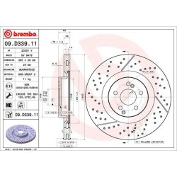 Disque de frein BREMBO 09.D339.11 pour MERCEDES AMG, GLC OE 2534230000