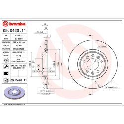 Brake Disc BREMBO 09.D420.11 OE Ref 1616394580